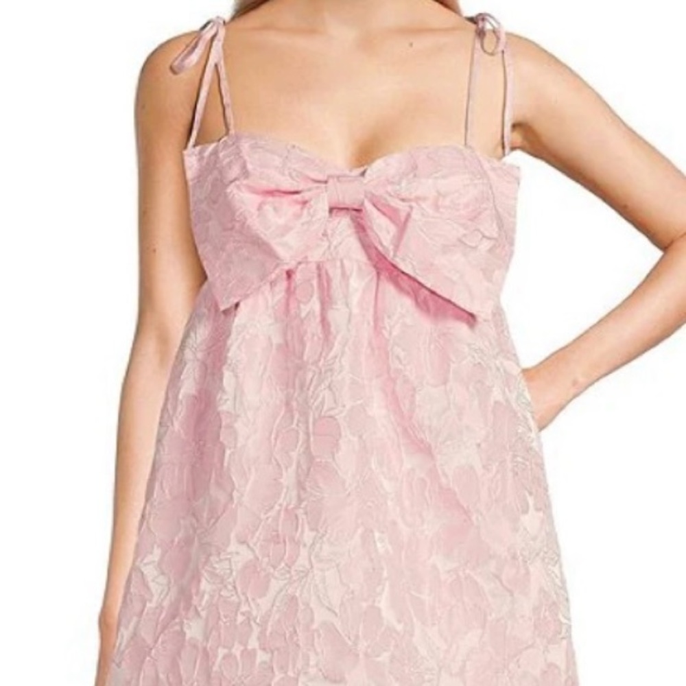 Chic Pink Lace Mini Dress with Bow